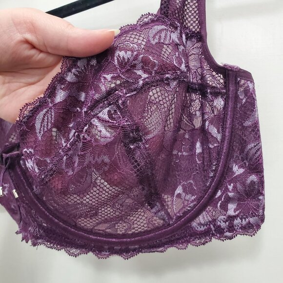 Adore Me LP2252 Purple Semi Sheer Lined Lace Cup Underwire Full Figure Bra 38DDD - Picture 2 of 5